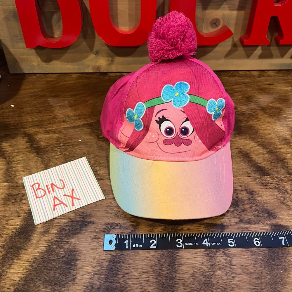 5/$20 TROLLS GIRLS TODDLER BASEBALL CAP ADJUSTABLE PINK NOVELTY POM POM HAT